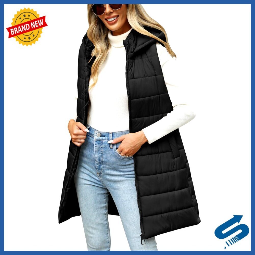 Lightweight Puffer Vest with Hood, Sleeveless Quilted Design for Layering